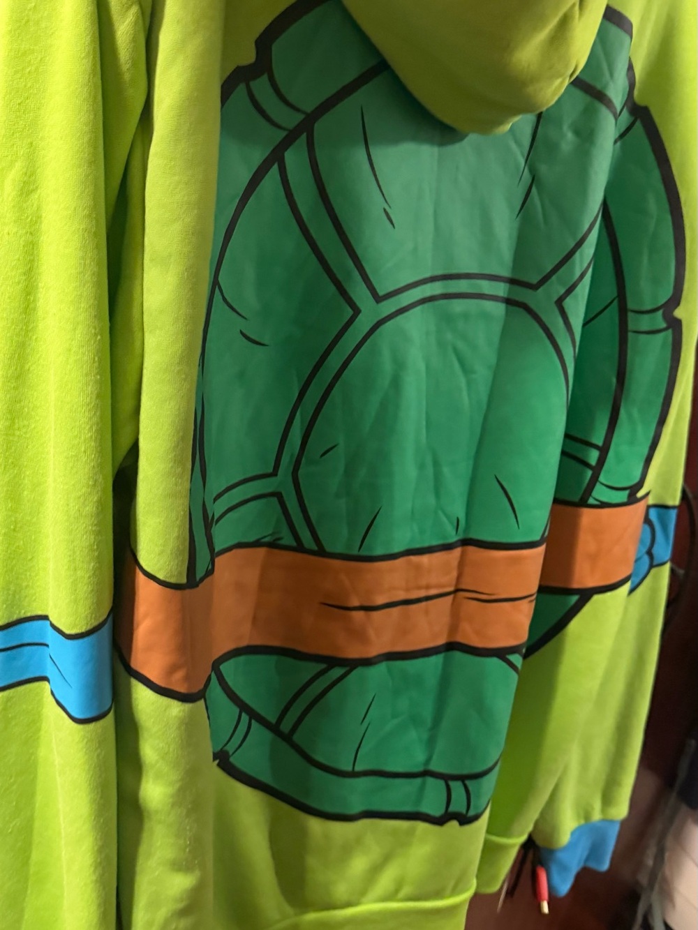 Nickelodeon Bright Green Ninja Turtle Hoodie with Orange & Blue Accents